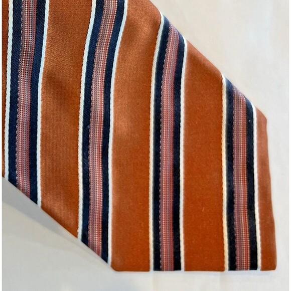 Paul Smith tie Stripe necktie Burnt Gold and Blue 100% Silk made in Italy - Picture 5 of 5